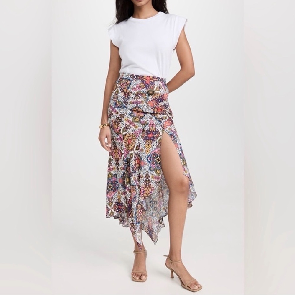 Veronica Beard Mac Handkerchief Floral Asymmetrical Front Slit Midi Skirt Sz 00